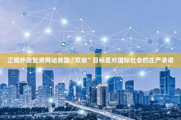 正规炒股配资网站我国“双碳”目标是对国际社会的庄严承诺